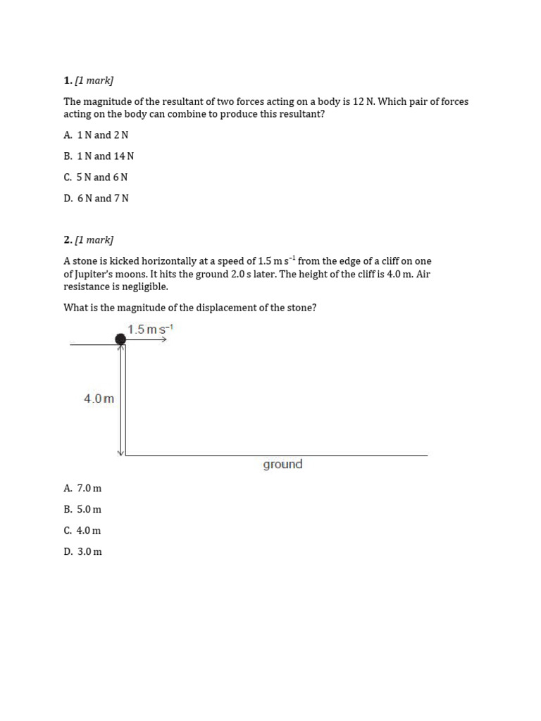 Physics Problems on Forces and Motion | PDF | Velocity | Force
