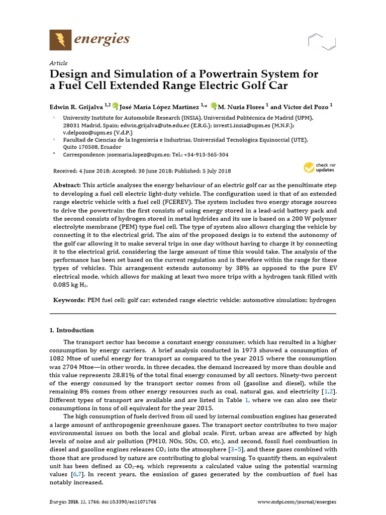 Design and Simulation of A Powertrain System For A | PDF | Fuel Cell ...