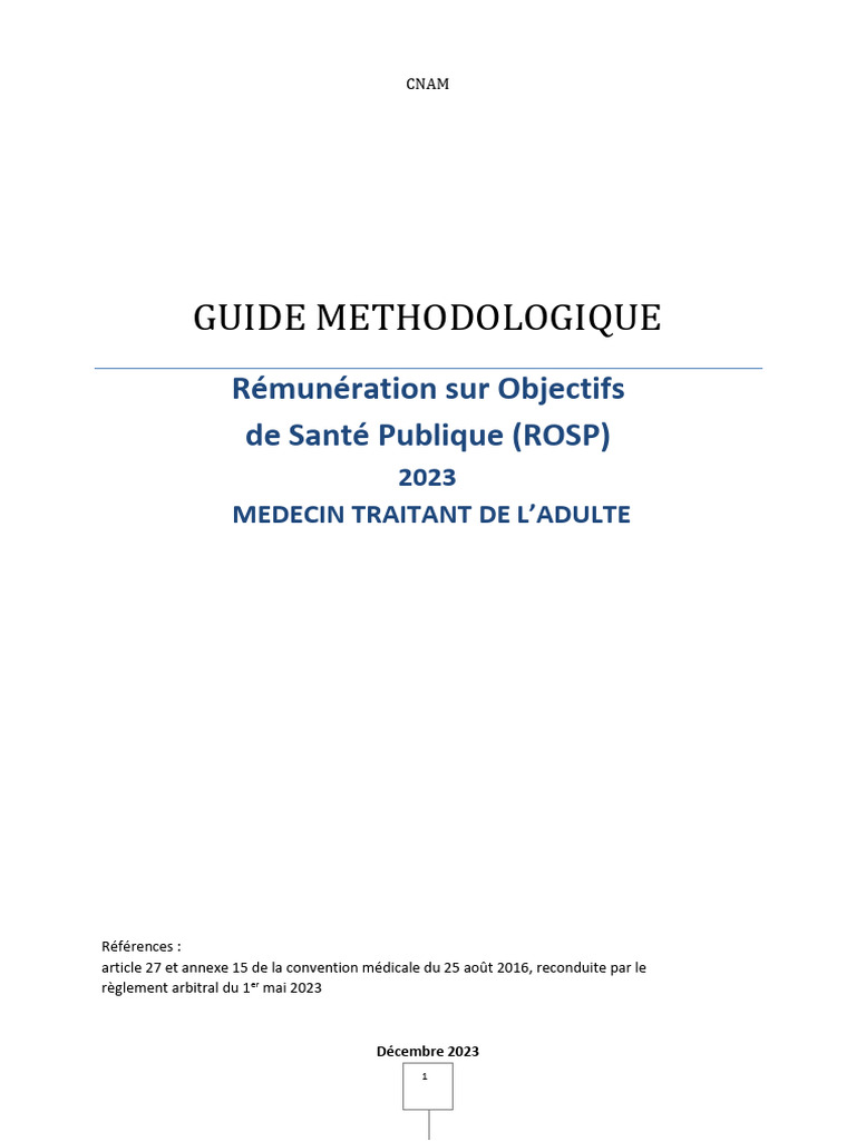 Guide méthodologique-ROSP 2023-Médecin Traitant de L'adulte | PDF