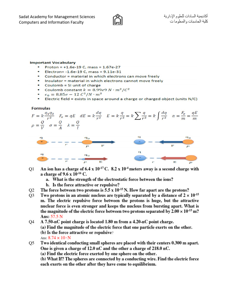 Sheet 01-Ch23 | Download Free PDF | Force | Proton