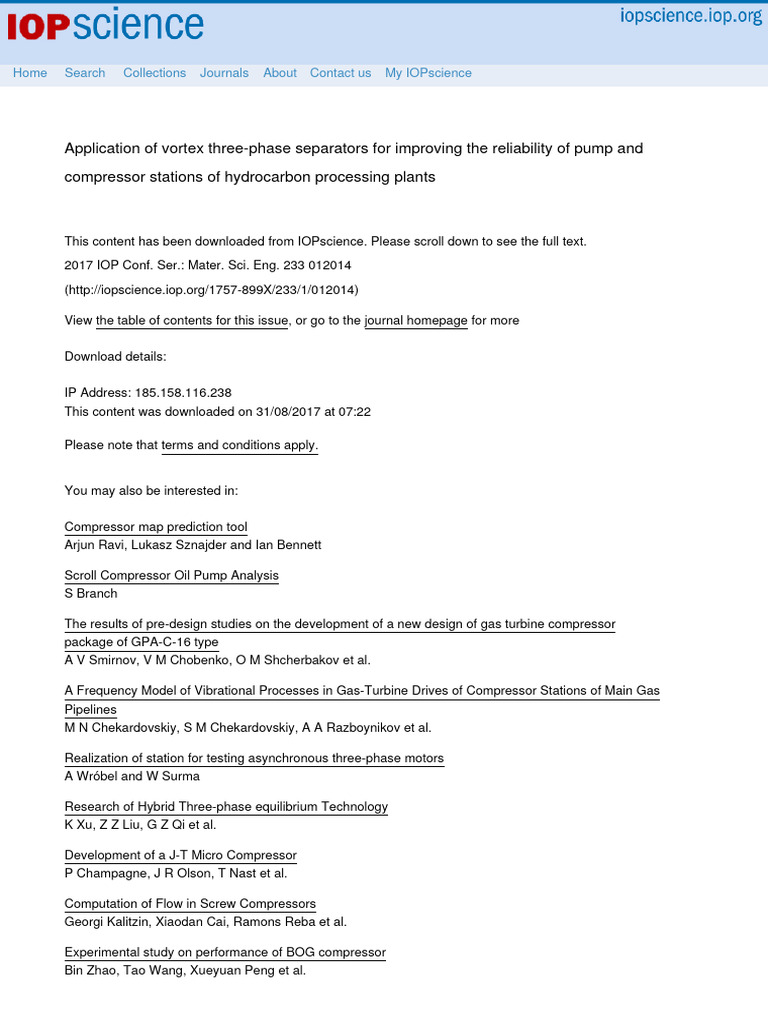 Vortex Separators for Hydrocarbon Reliability | PDF | Fluid Dynamics ...