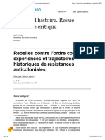 Rebelles Contre L'ordre Colonial - Expériences Et Trajectoires Historiques de Résistances Anticoloniales Didier Monciaud