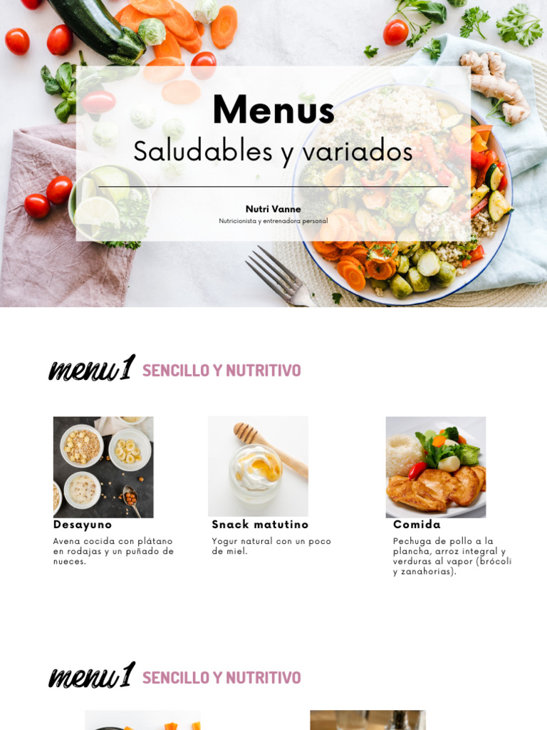 Menú Saludable y Variado Diario | PDF