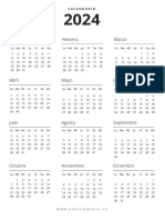 Documento A4 Calendario Anual 2024 Simple Blanco y Negro 