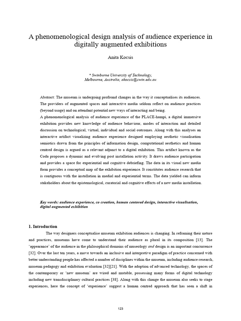 Audience Experience in Digital Exhibitions | PDF | Art
