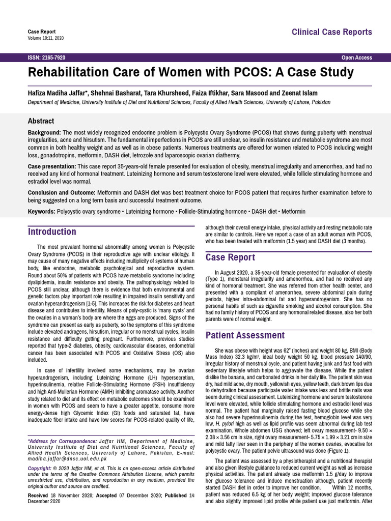 Rehabilitation Care of Women With PCOS A | PDF | Polycystic Ovary ...
