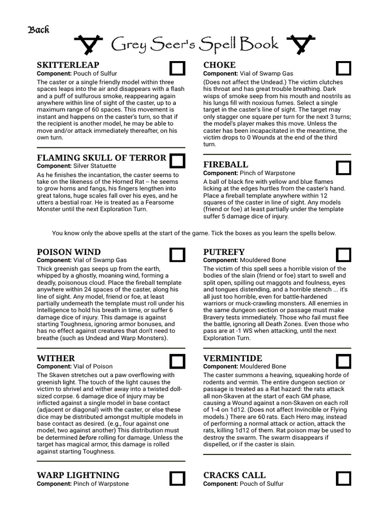 Grey Seer Spell Book | PDF