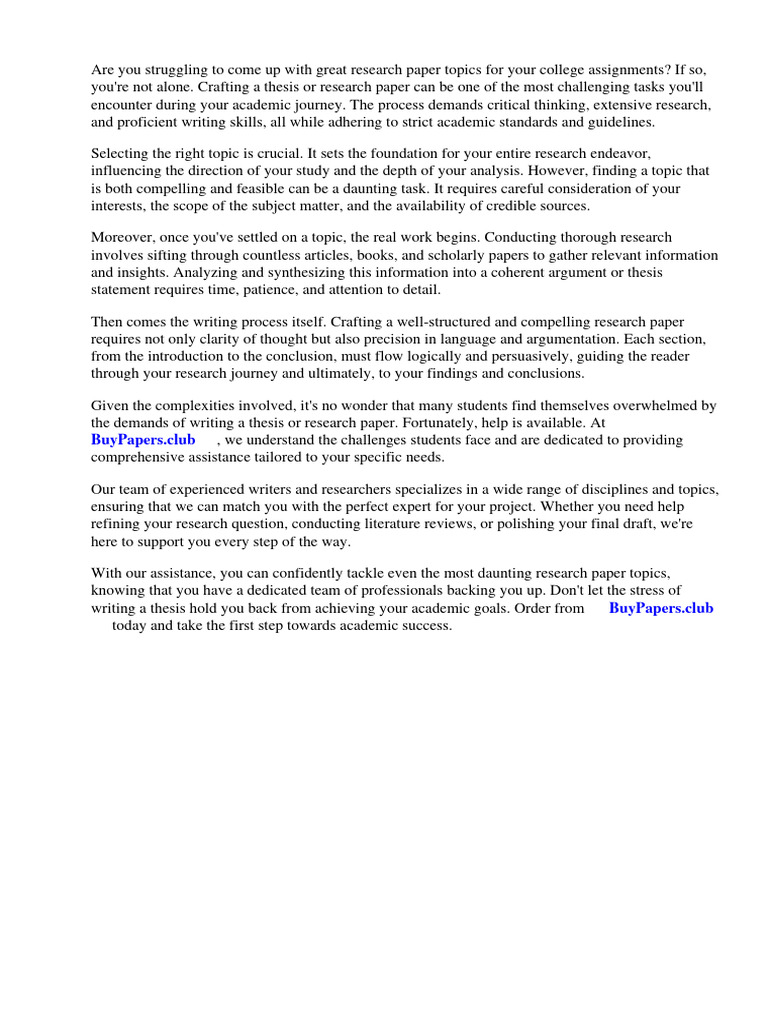 Great Research Paper Topics