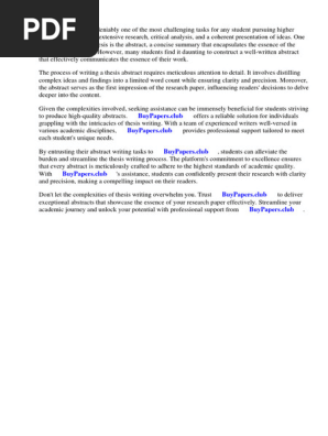 Research Paper Format Abstract