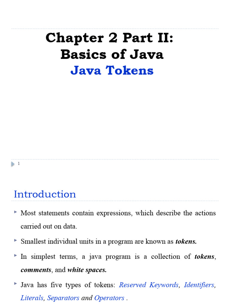 Chapter 2 part ii java tokens pdf data type boolean data type