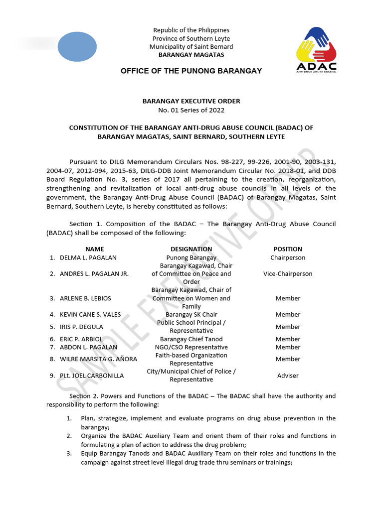 Badac Template Executive Order Pdf Justice Crime Violence