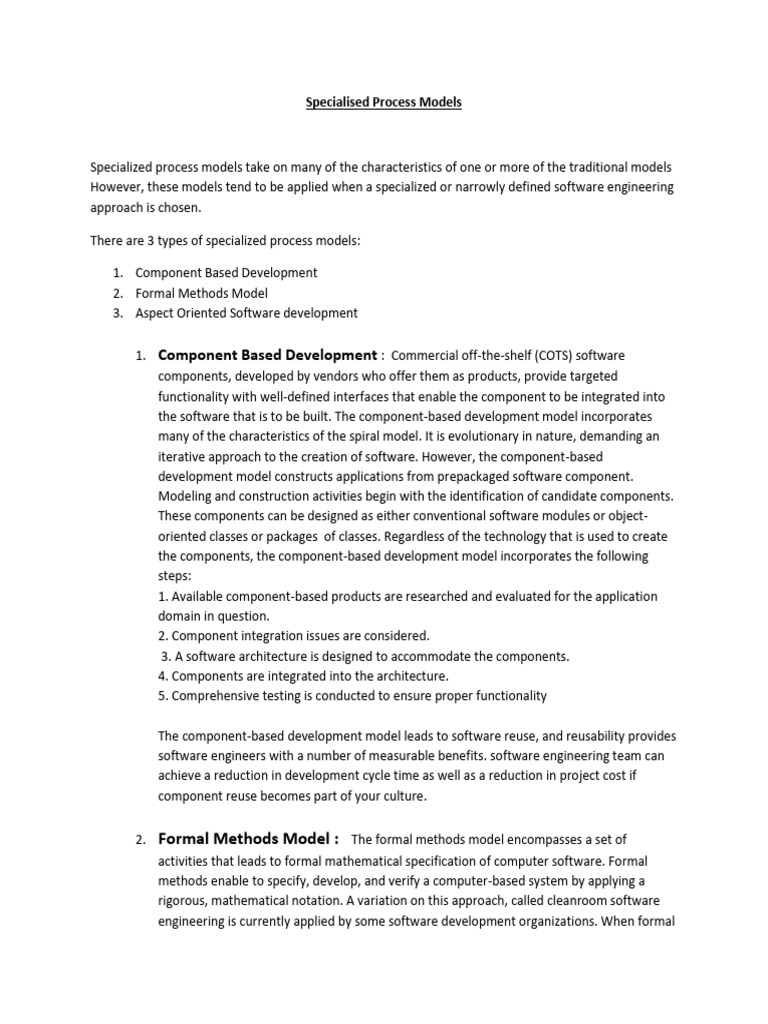 Types of Specialized Process Models | PDF | Component Based Software ...