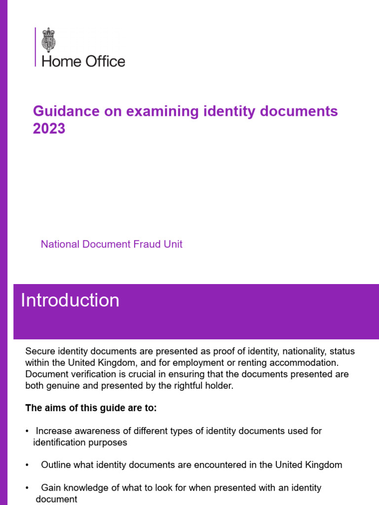 Guidance On Examining Identity Documents PDF Identity Document