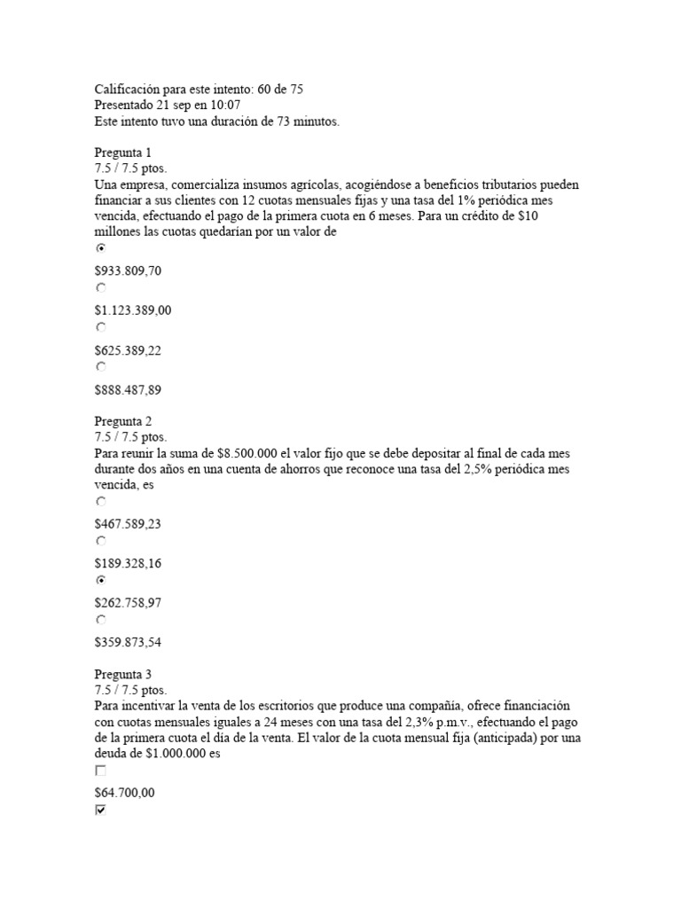 Parcial Semana 4 Fisica | PDF | Economias | Dinero
