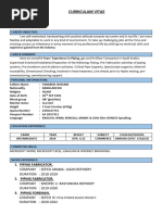 Piping Forman CV of Tabarok Hossain