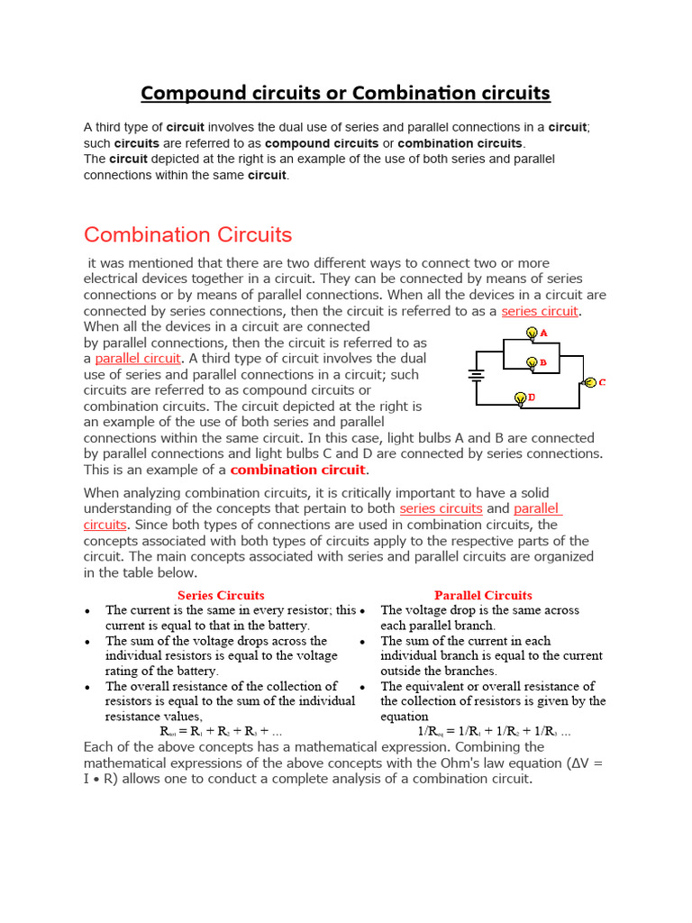 Understanding Combination Circuits | PDF | Series And Parallel Circuits ...