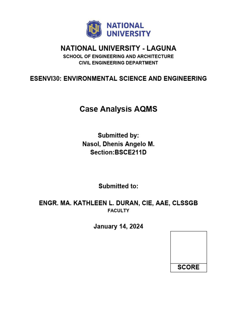 AQMS - Case Analysis - Nasol | PDF | Air Pollution | Natural Environment