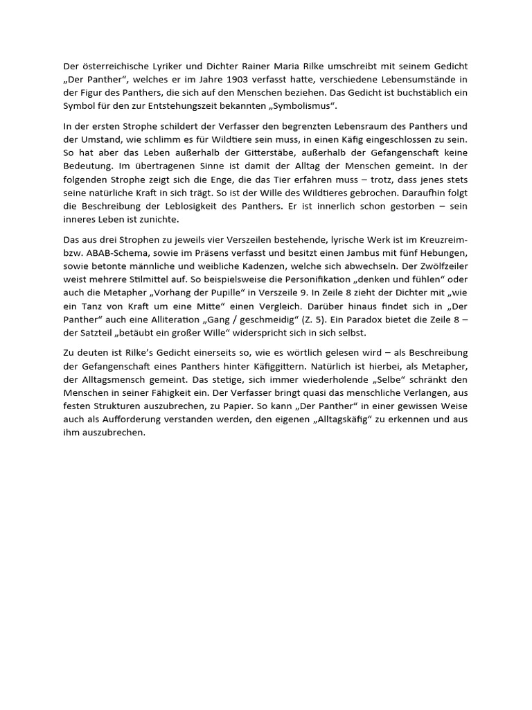 Der Panther Analyse | PDF
