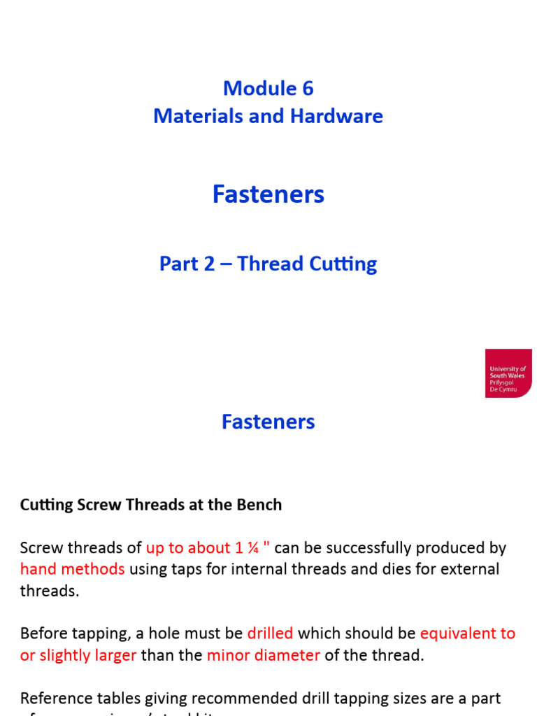 Module 6-5 Fasteners Pt2 Presentation | PDF | Screw | Sheet Metal