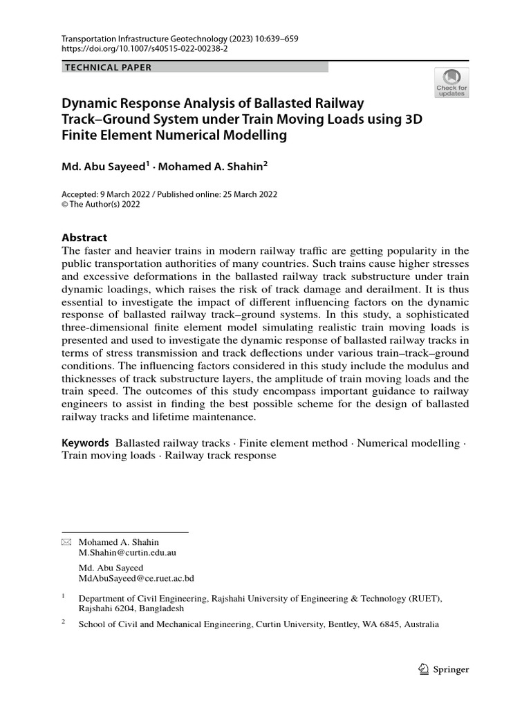 Dynamic Response Analysis Rly Track | PDF | Stress (Mechanics) | Young ...