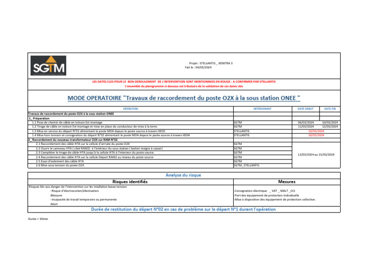 Raccordement Poste O2X à ONEE | PDF | Poste électrique | Électrotechnique