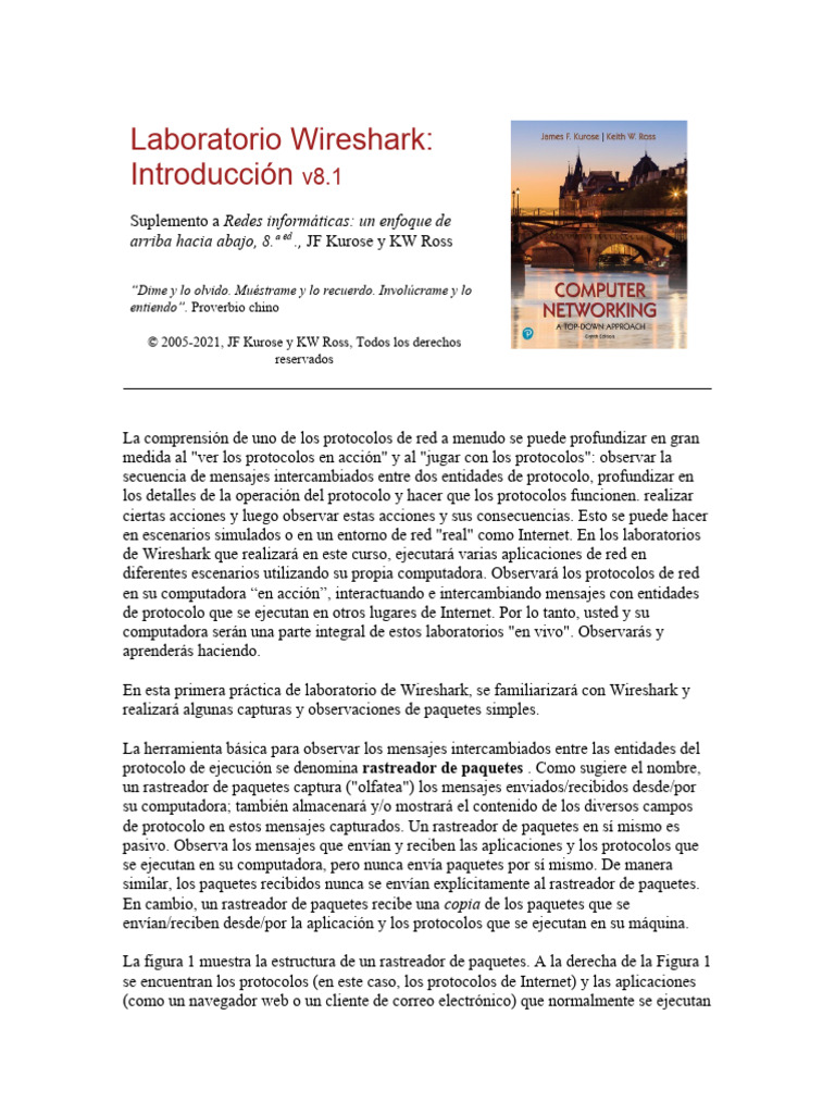 Laboratorio-1 Wireshark | PDF | Protocolos de internet | Protocolo de ...