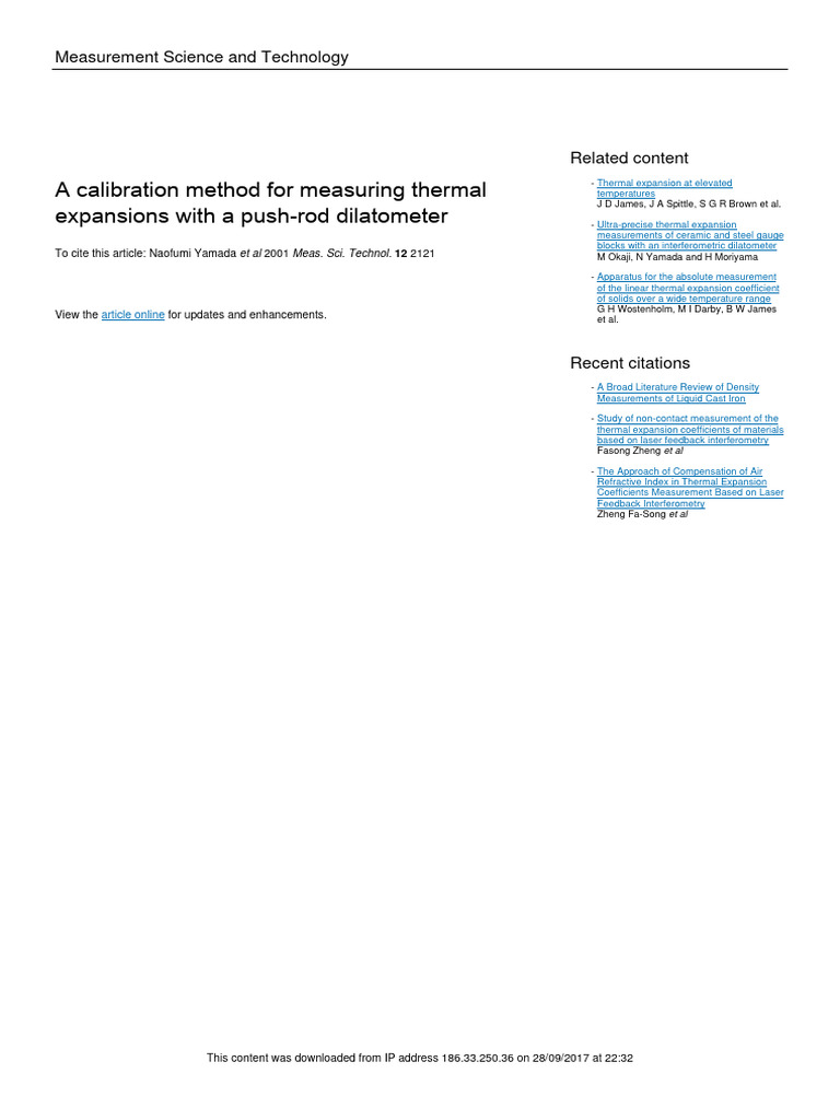 A Calibration Method For Measuring Thermal | PDF