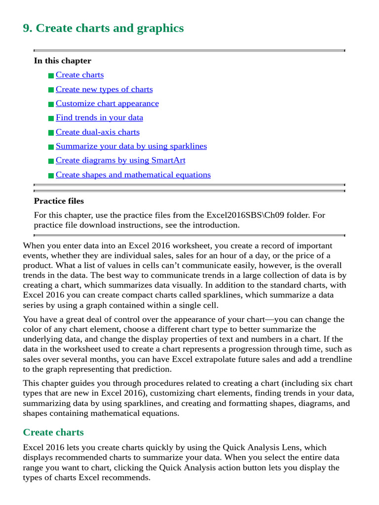 Creating and Customizing Excel Charts | PDF | Business