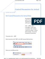 How To Set Control Parameters For Actual Data in SAP