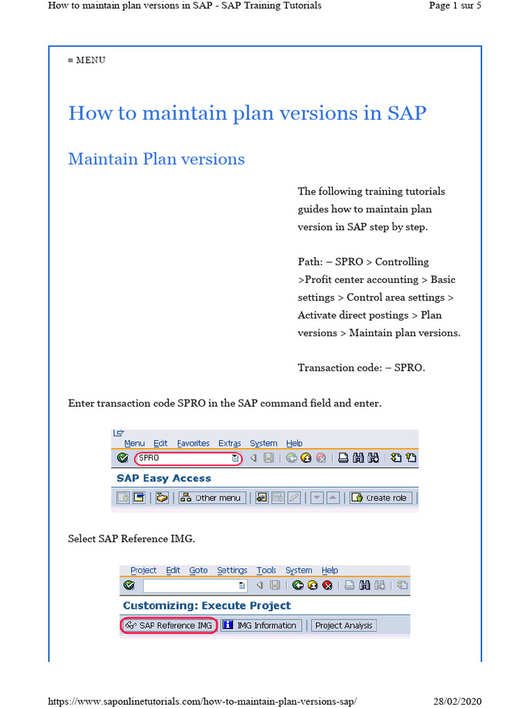 Maintain Plan Versions in SAP Guide | PDF | Enterprise Resource ...