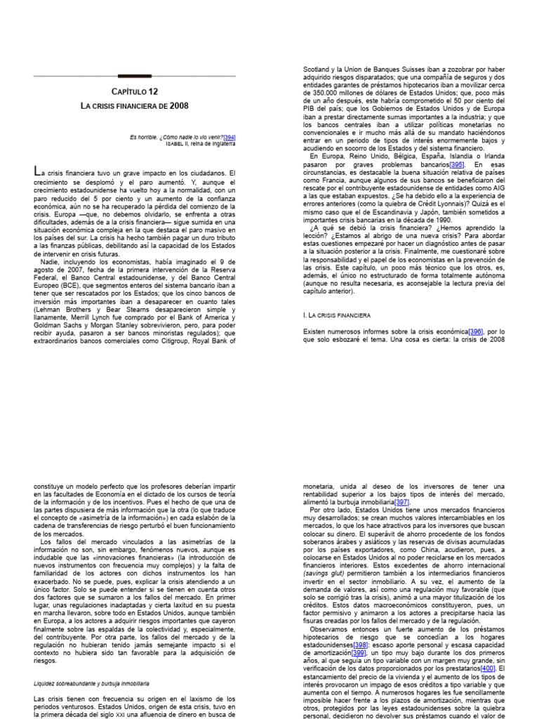 Capitulo 12. La Crisis Financiera de 2008. | PDF | Préstamos | Bancos