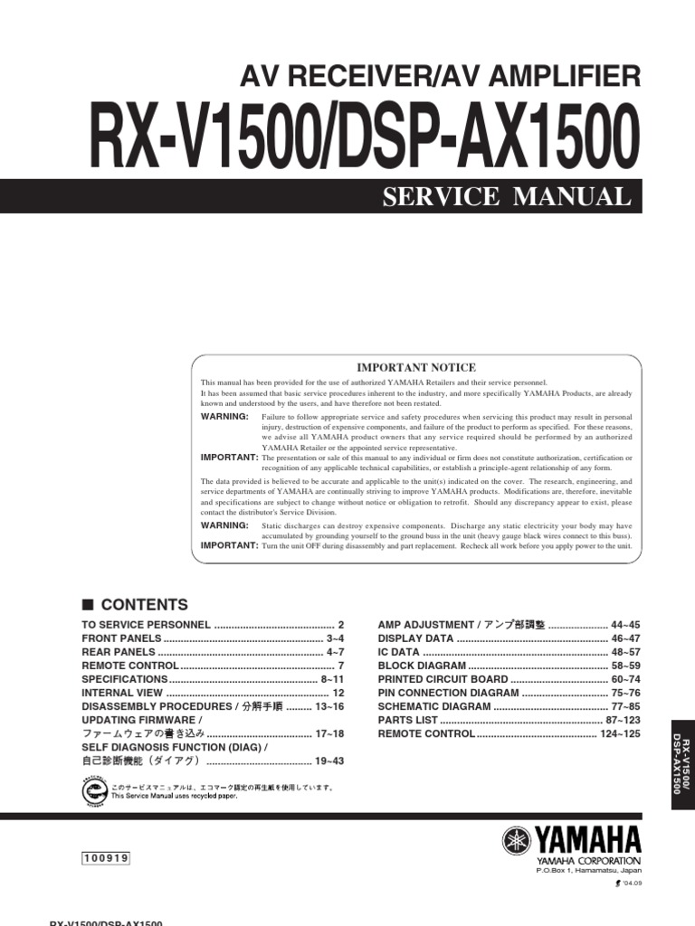 Yamaha Rxv1500 Solder Tin
