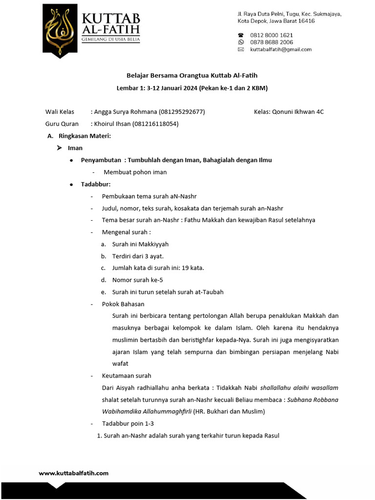 Belajar Iman dan Quran di Kuttab 4C | PDF | Agama & Spiritualitas
