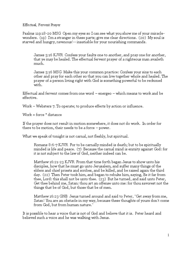 Understanding Effectual Fervent Prayer | PDF | Eternal Life ...