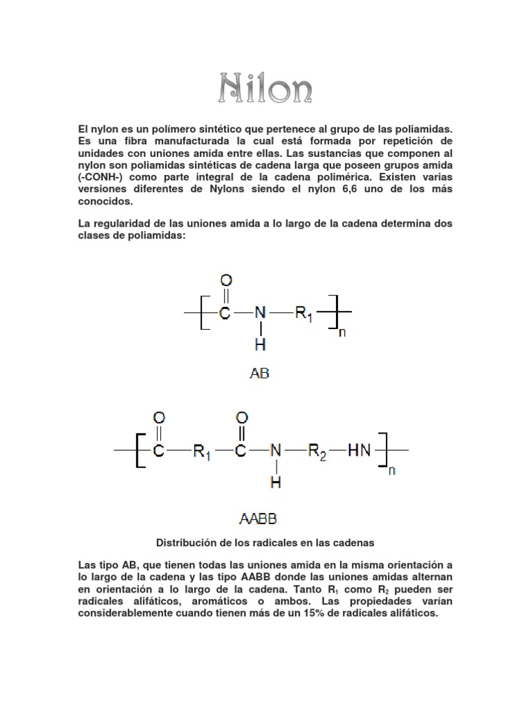 Propiedades y Nomenclatura del Nylon | PDF | Nylon | Polímeros