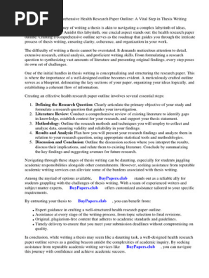 Health Research Paper Outline