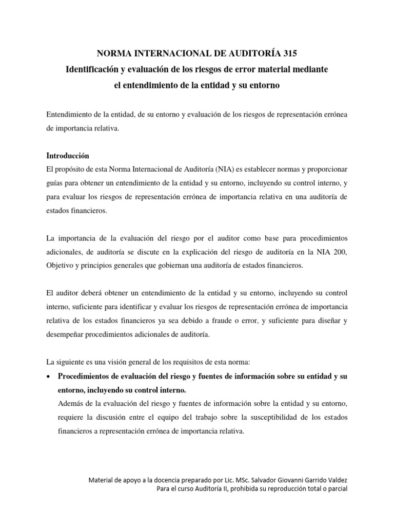Evaluación de Riesgos en Auditoría II | PDF | Auditoría | Contralor