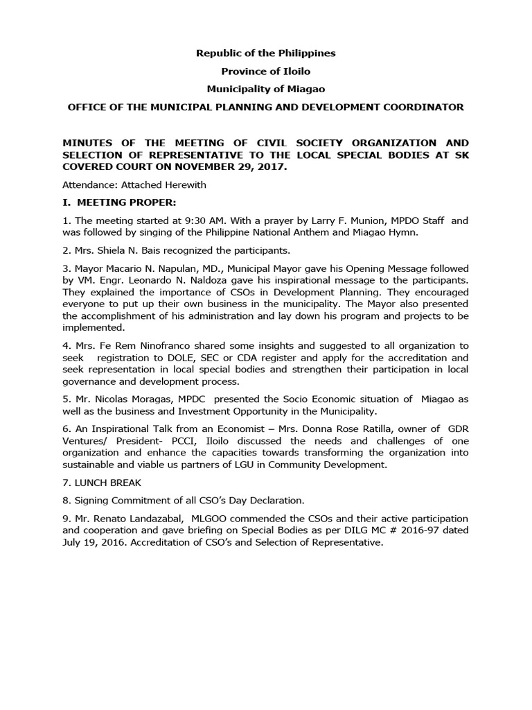 CSO Accreditation Meeting Minutes | PDF | Politics