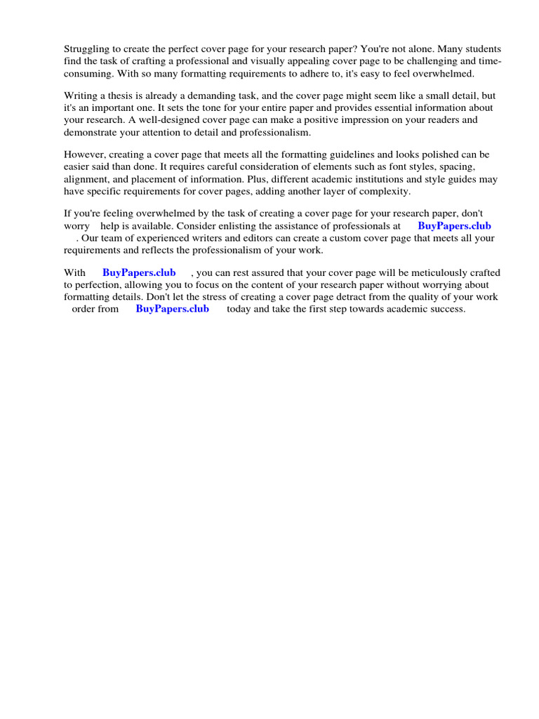 Cover Page Example For A Research Paper | PDF | Apa Style | Academic ...