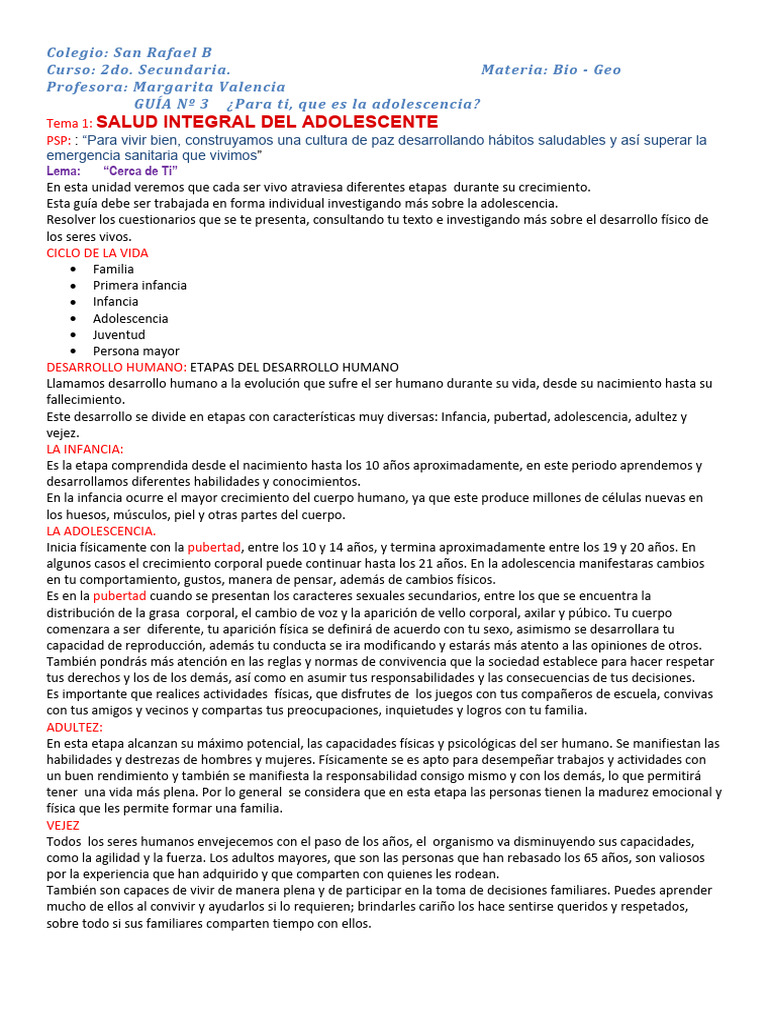 Guía de Salud Integral Adolescente | PDF | Salud y bienestar