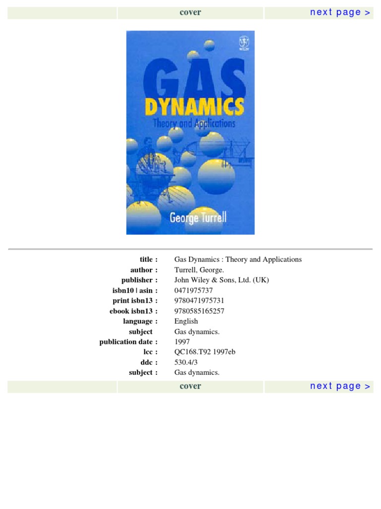 Gas Dynamics Turrell 1997 PDF Temperature Momentum