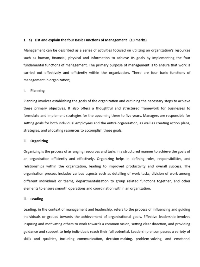 Four Functions of Management Explained | PDF | Decision Making | Goal