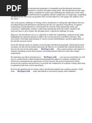 Research Paper Introduction Paragraph Samples