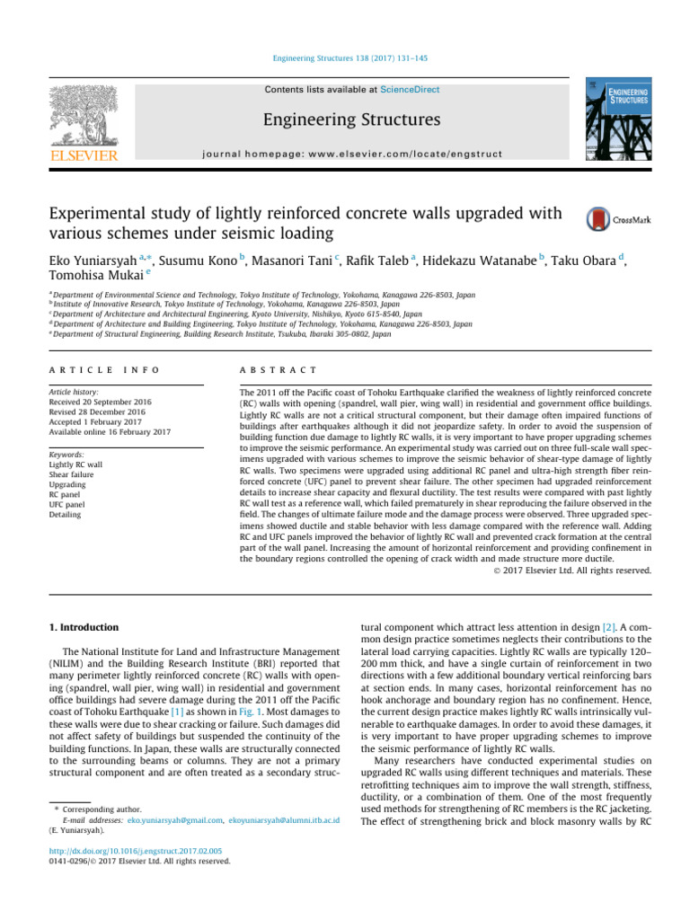 Experimental Study of Lightly Reinforced Cnocrete Walls Upgraded With ...
