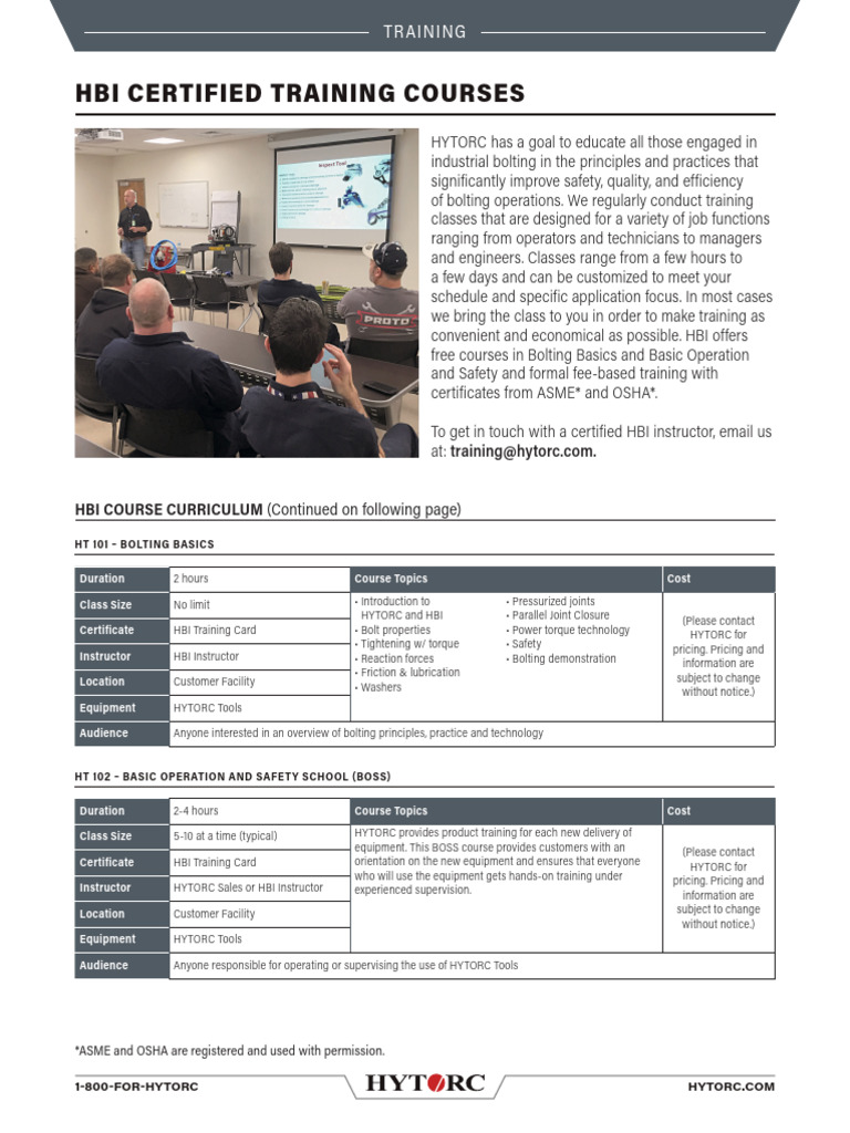 HYTORC Training Overview and Options | PDF