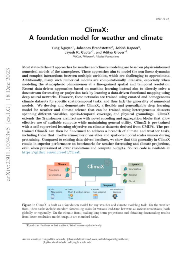 ClimaX: A Foundation Model for Climate | PDF | General Circulation ...