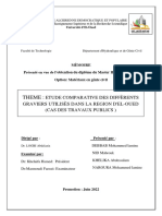 Theme:: Etude Comparative Des Diffèrents Graviers Utilisès Dans La Region D'El-Oued (Cas Des Travaux Publics)