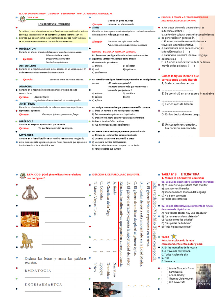 Figuras Literarias y Funciones en Literatura | PDF | Artes del Lenguaje ...