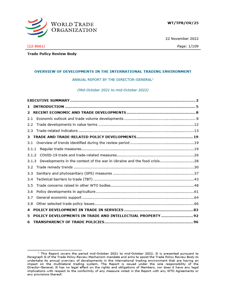 International Trade Developments Report 2022 | PDF | World Trade ...