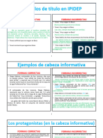 Ejemplos de Título en IPIDEP: Formas Correctas Formas Incorrectas